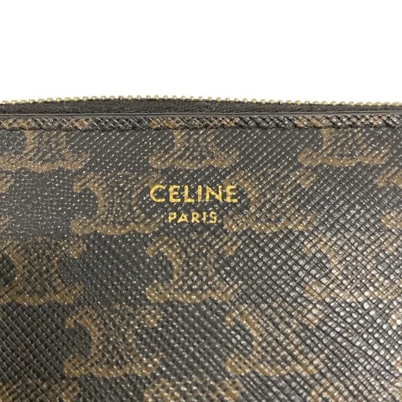 CELINE Triomphe - Dark Brown Brown PVC Long Wallet 585-071325 - Picture 1 of 6